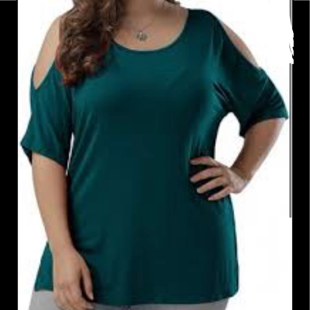 Nemidor Women Plus Size 18 Cold Shoulder T Shirt Short Sleeve Split Tops Tunic